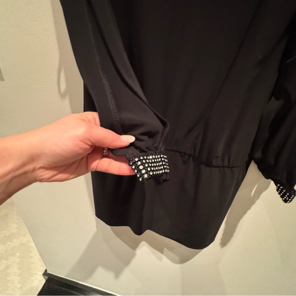 Joseph Ribkoff Black Dress with Studded Detail Long Sleeve Cut Outs USA 6 - Picture 4 of 11